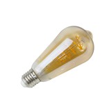 Ampoule LED TOKYO - E27 - ST64 - Intensité moyenne - Blanc chaud - 4W / 2700K / 260lm - Filament spirale - Verre ambré