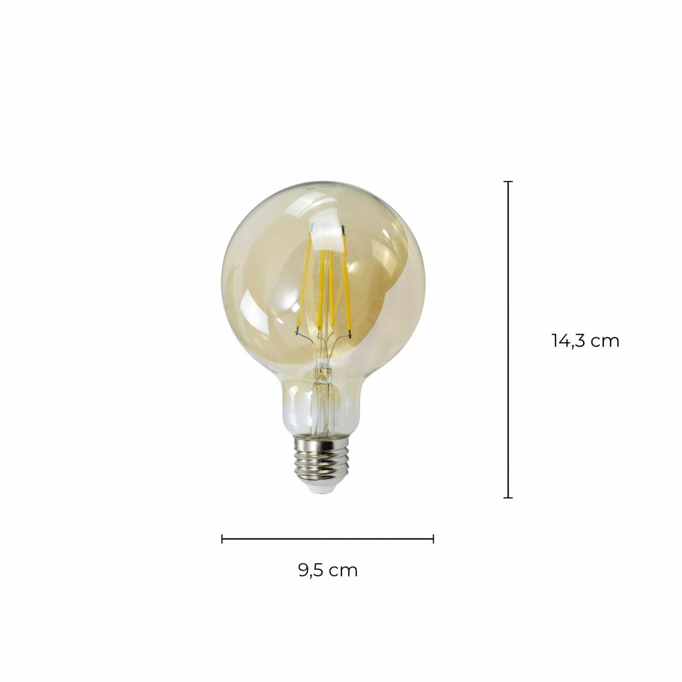 Ampoule Filament LED déco verre ambré G95, culot E27, 1521 Lumens