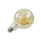 Ampoule LED DACCA - E27 - G95 - Intensité forte - Blanc neutre - 8W / 4000K / 1000 lm - Filaments droits - Verre ambré