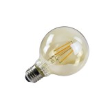 Ampoule LED Dimmable ROME - E27 - G80 - Intensité moyenne - Blanc chaud - 6W / 2500K / 495lm - Filaments droits - Verre ambré